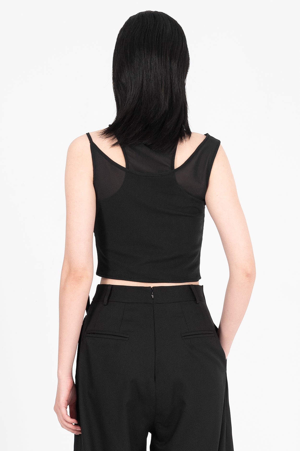 Sheer Layering Asymmetrical Tank Top