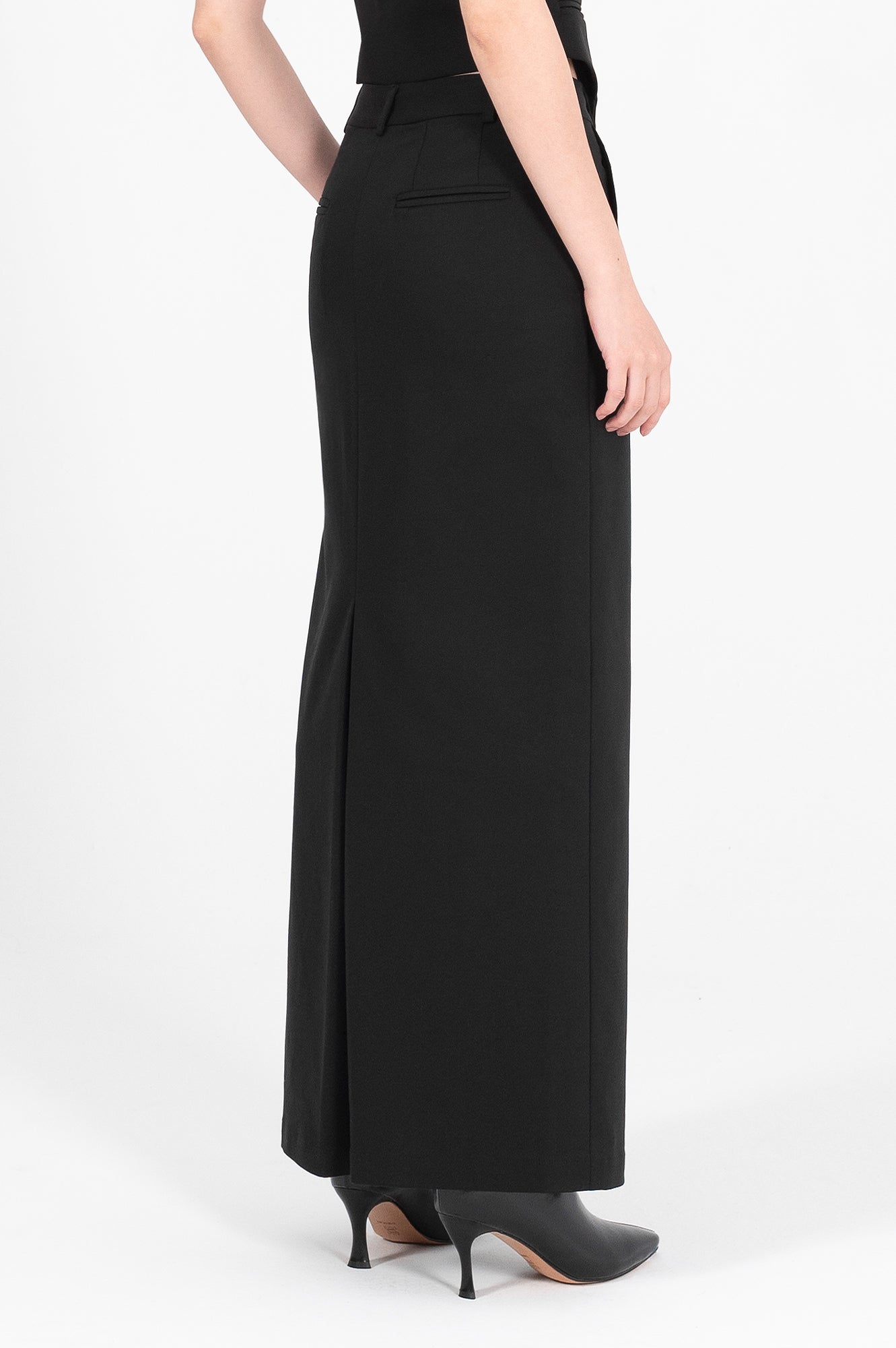 Tailored Box Pleat Maxi Skirt