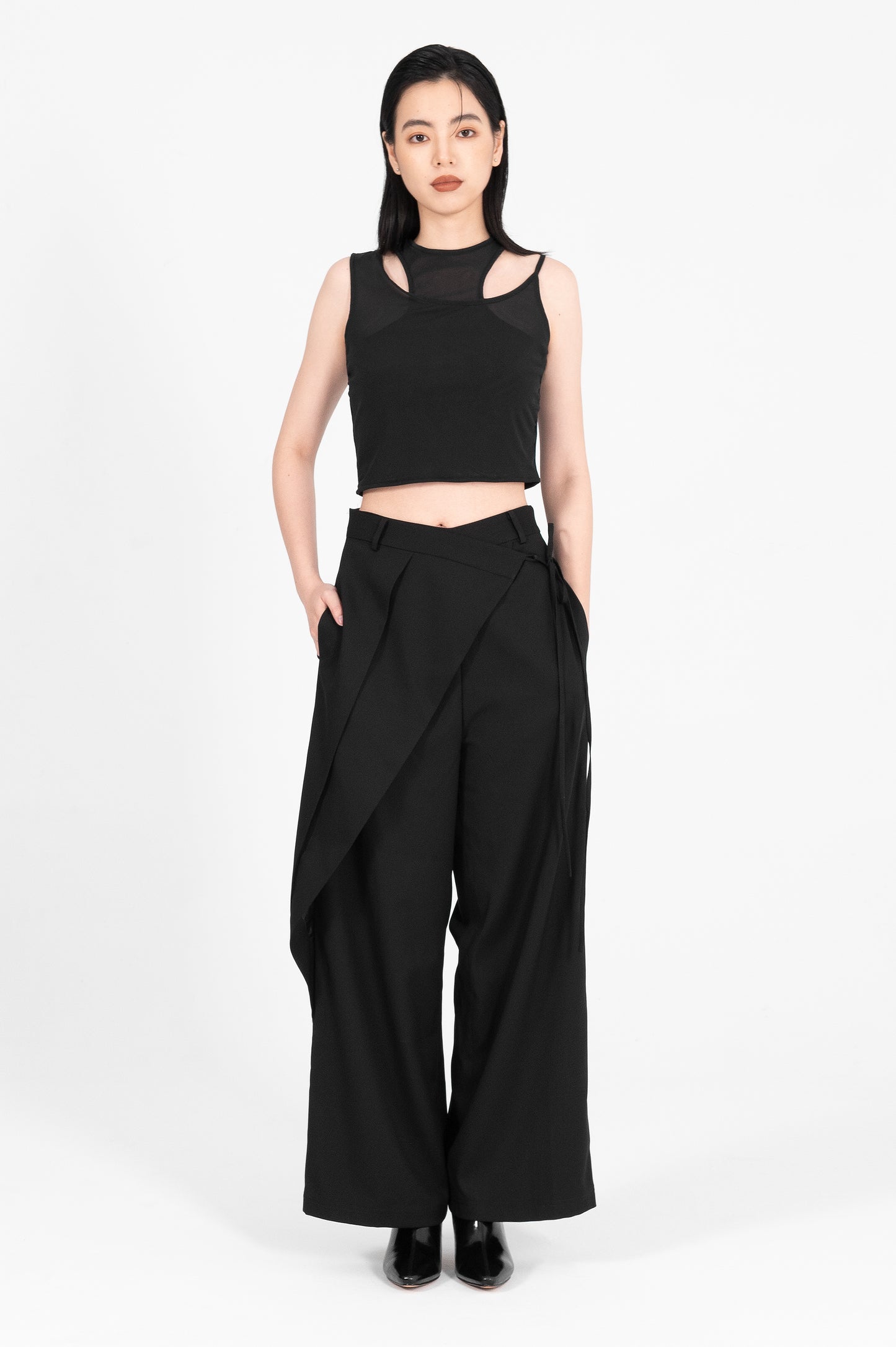 Sheer Layering Asymmetrical Tank Top