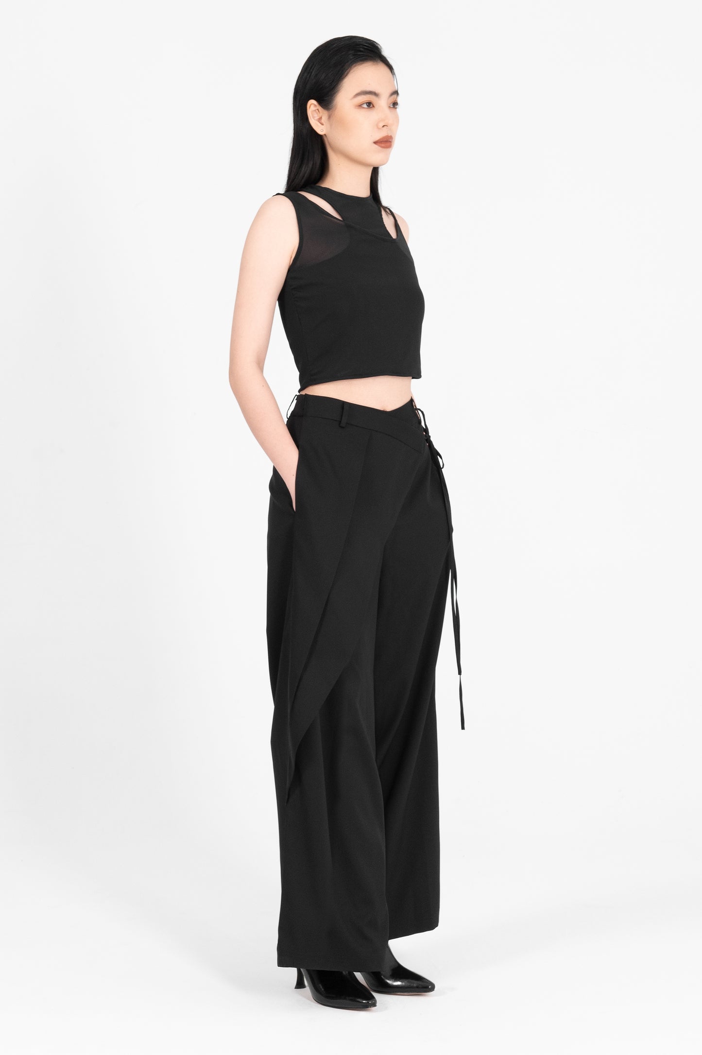 Sheer Layering Asymmetrical Tank Top