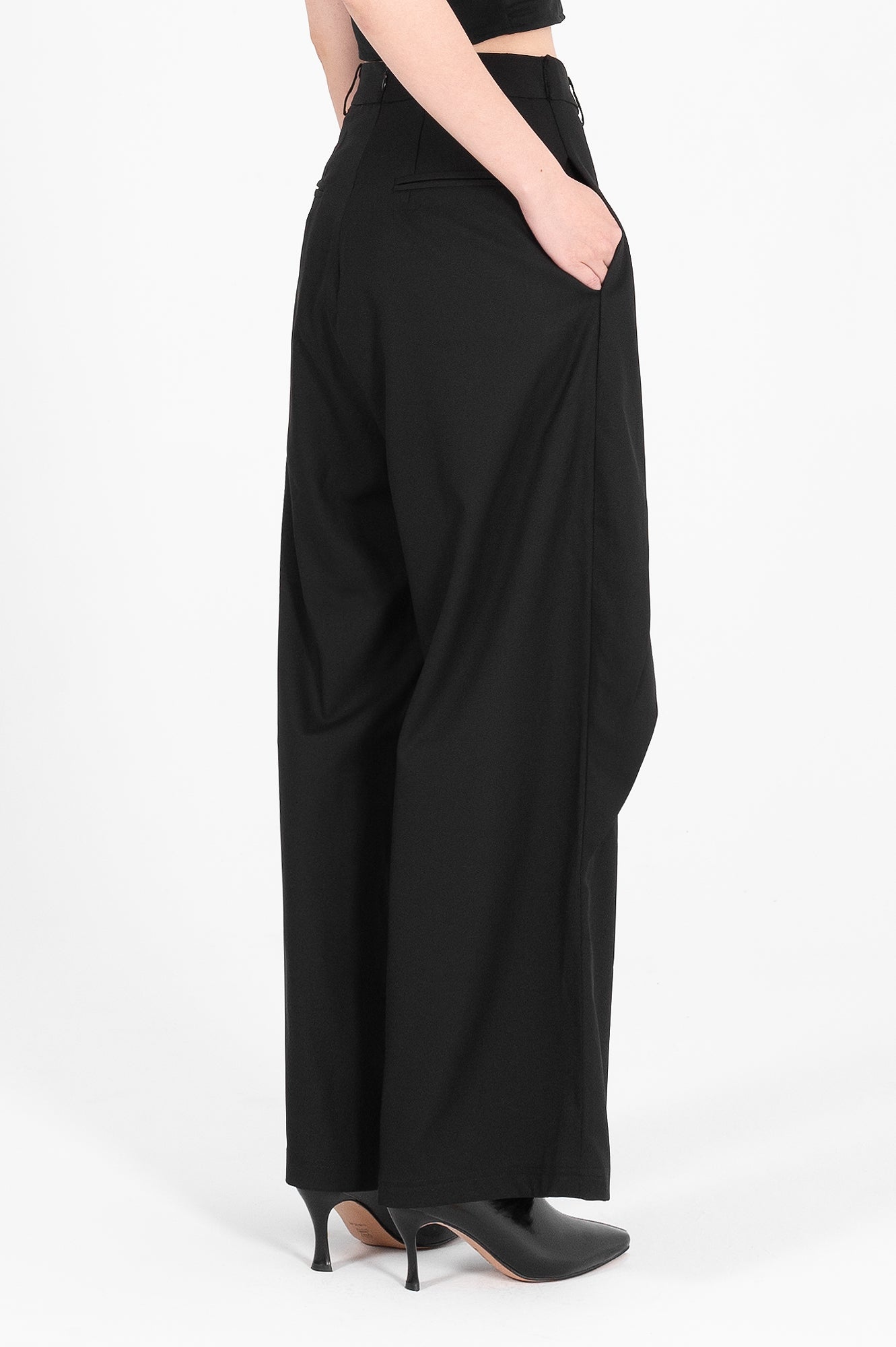 Draped Wrap Wide Leg Trousers