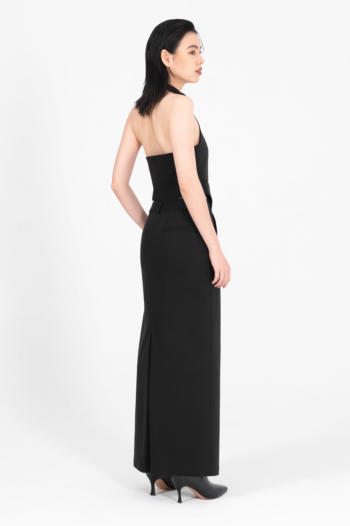 Tailored Box Pleat Maxi Skirt