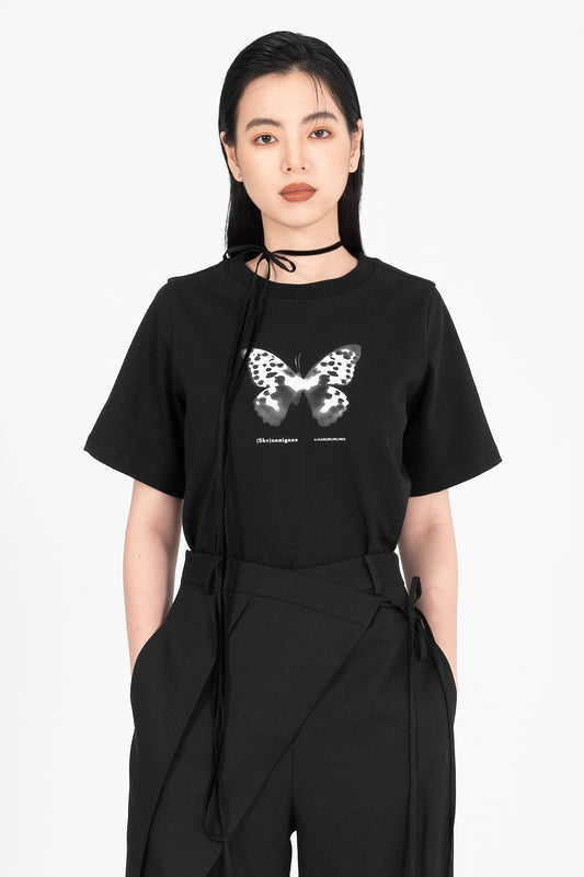 Butterfly Lumen Print T-shirt (Black&White)
